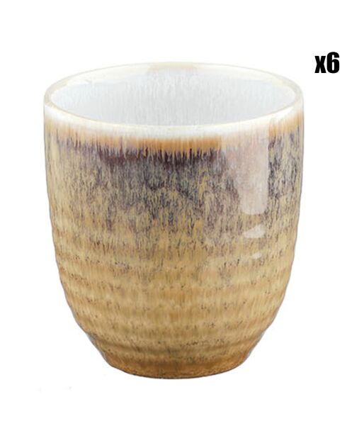 6 Tasses Cosmos beige/blanc nacré - 15 cl