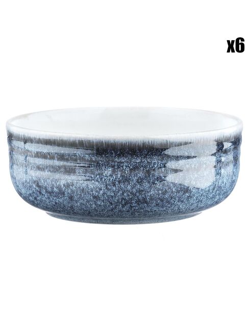 6 Bols Cosmos bleu/blanc nacré - D.15.5 cm