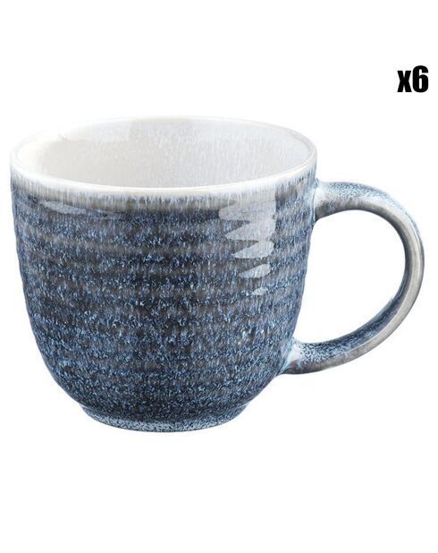 6 Mugs Cosmos bleu/blanc nacré - 30 cl