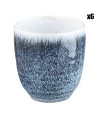 6 Tasses Cosmos bleu/blanc nacré - 15 cl