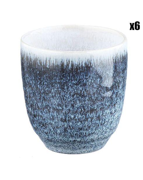 6 Tasses Cosmos bleu/blanc nacré - 15 cl