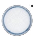 6 Assiettes Cosmos bleu/blanc nacré - D.21.5 cm