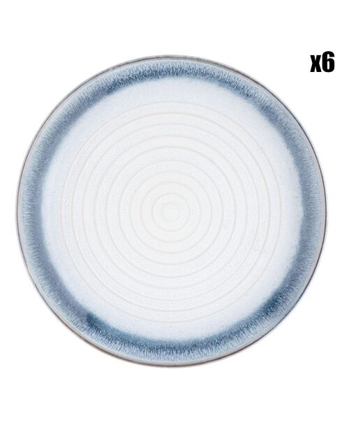 6 Assiettes Cosmos bleu/blanc nacré - D.21.5 cm