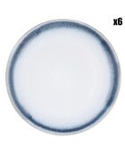 6 Assiettes Cosmos bleu/blanc nacré - D.27 cm