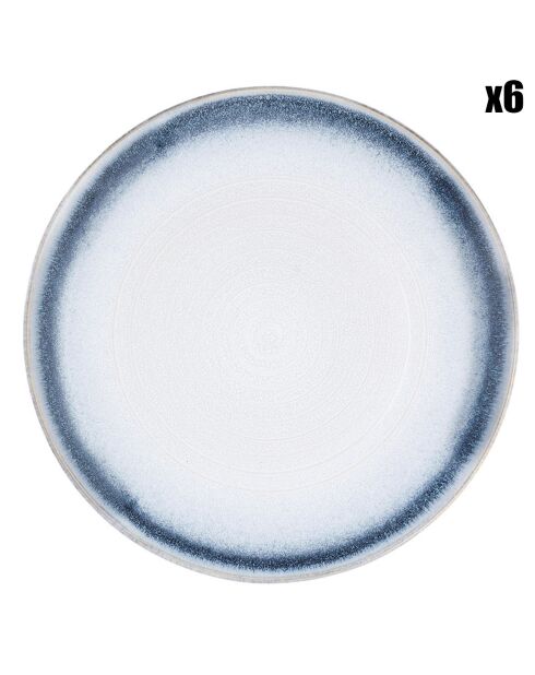 6 Assiettes Cosmos bleu/blanc nacré - D.27 cm