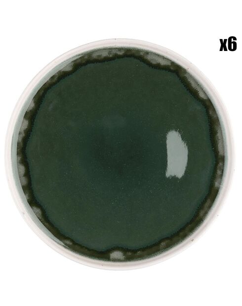 6 Assiettes Oxygen gris/vert bouteille/beige - D.21.5 cm