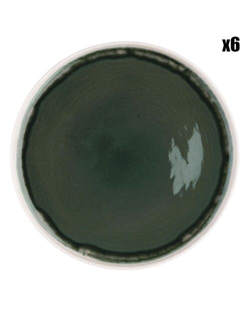 6 Assiettes Oxygen gris/vert bouteille/beige - D.27 cm