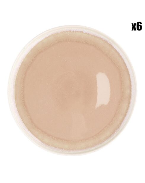 6 Assiettes Oxygen rose poudre/beige - D.21.5 cm