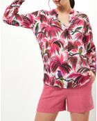 Blouse Carta imprimée tropical rose/blanc