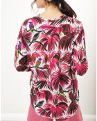 Blouse Carta imprimée tropical rose/blanc