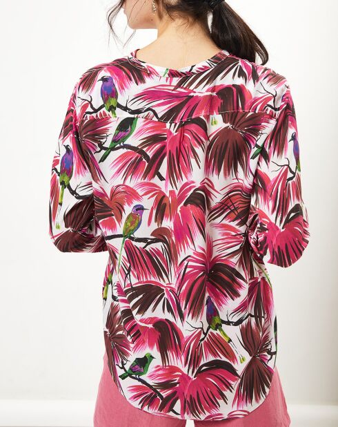 Blouse Carta imprimée tropical rose/blanc