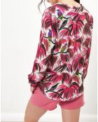 Blouse Carta imprimée tropical rose/blanc