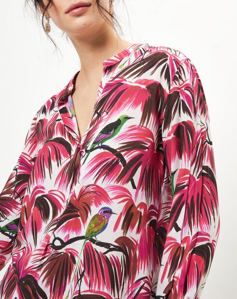 Blouse Carta imprimée tropical rose/blanc