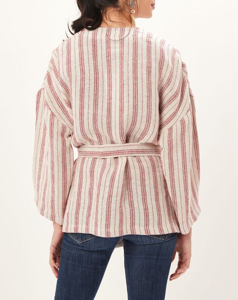 Veste 100% Lin Verve rouge/beige