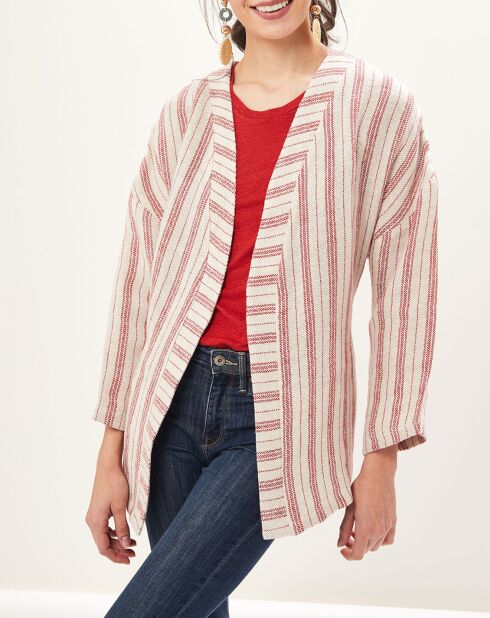 Veste 100% Lin Verve rouge/beige