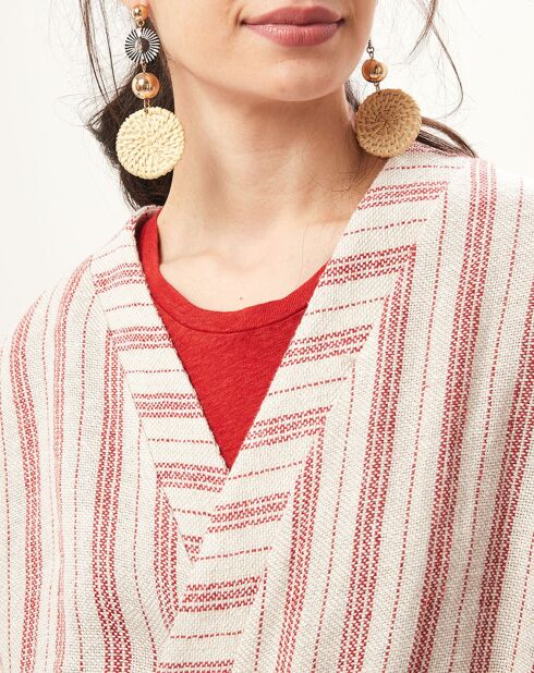 Veste 100% Lin Verve rouge/beige