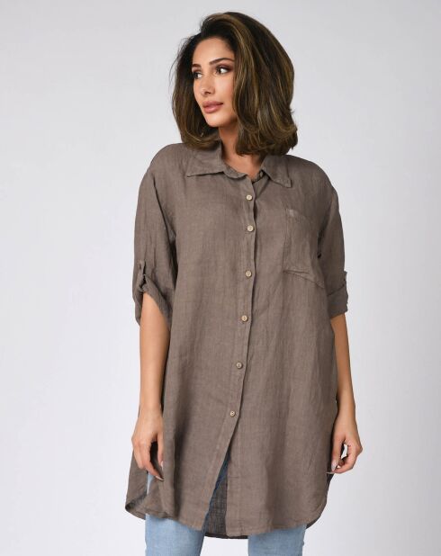 Chemise 100% Lin Charles taupe