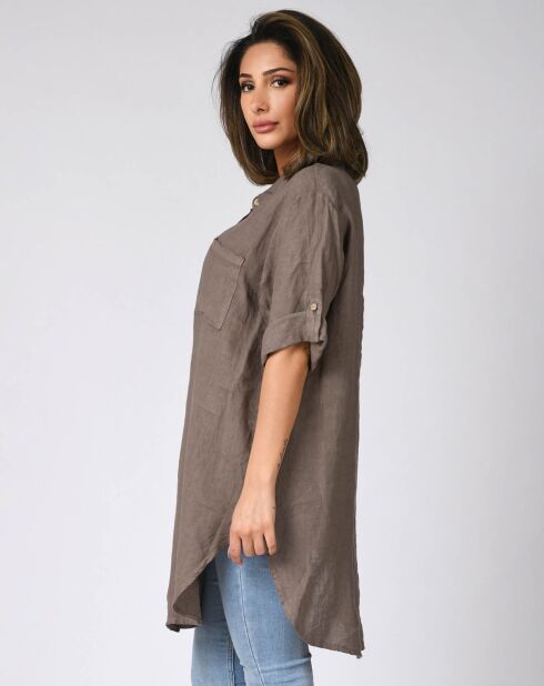 Chemise 100% Lin Charles taupe