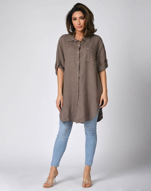 Chemise 100% Lin Charles taupe