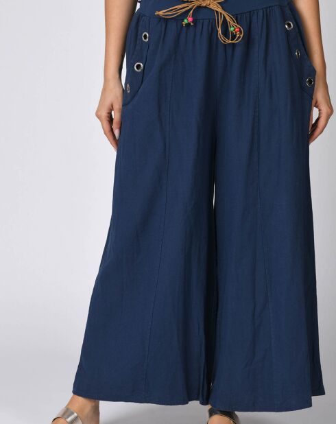 Pantalon 100% Lin Amelia marine