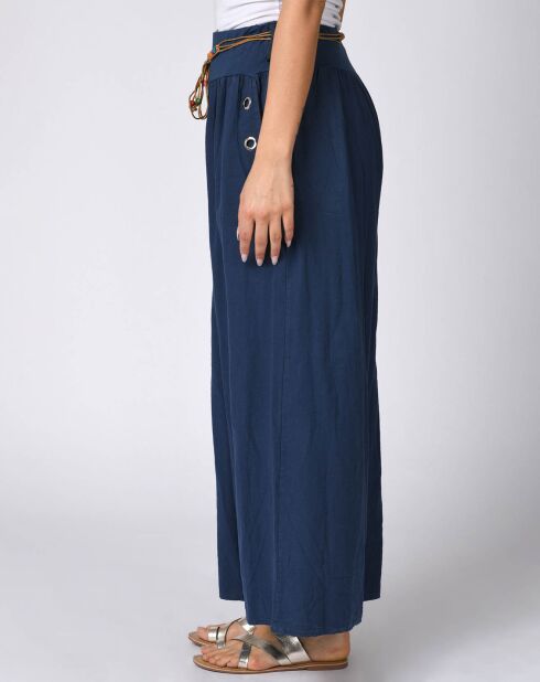 Pantalon 100% Lin Amelia marine