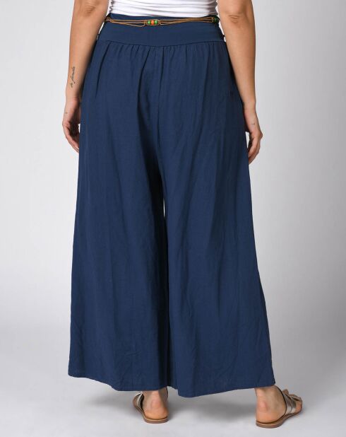 Pantalon 100% Lin Amelia marine