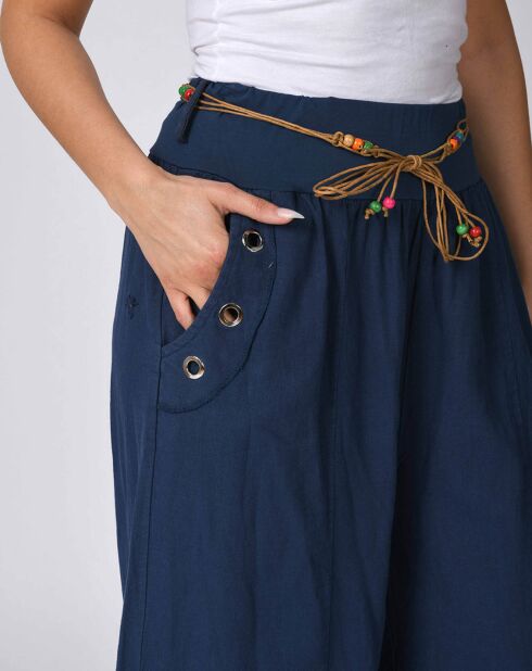 Pantalon 100% Lin Amelia marine