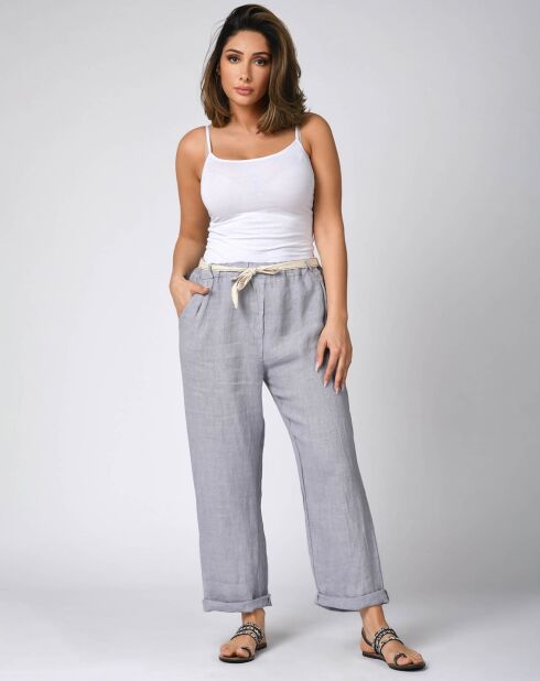 Pantalon 100% Lin Victor gris clair