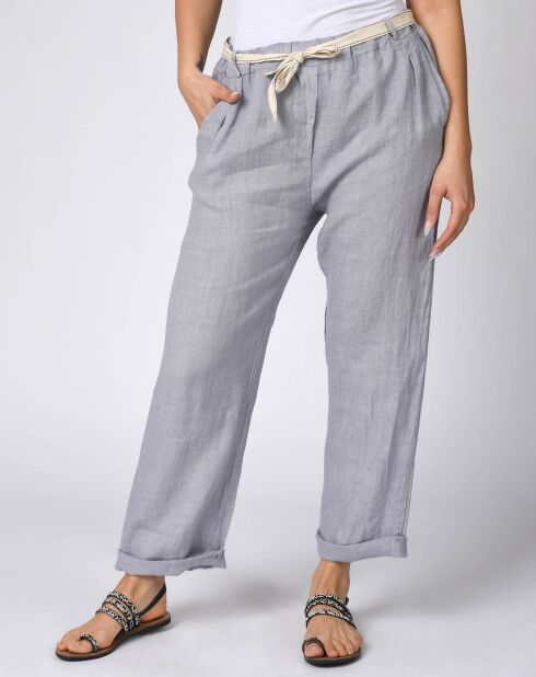 Pantalon 100% Lin Victor gris clair