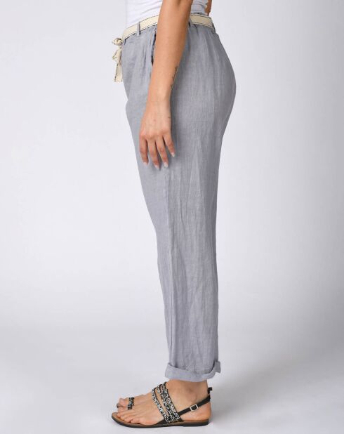 Pantalon 100% Lin Victor gris clair