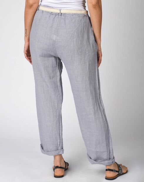 Pantalon 100% Lin Victor gris clair