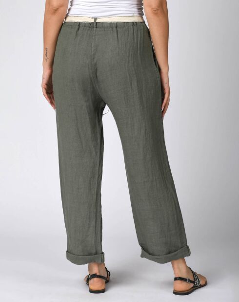 Pantalon 100% Lin Victor kaki