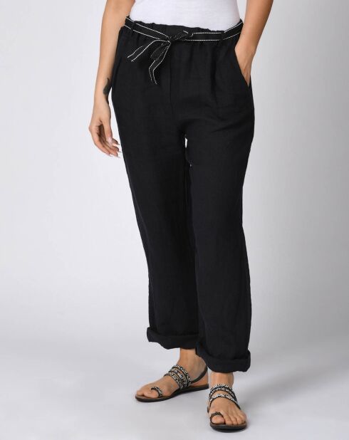 Pantalon 100% Lin Victor marine