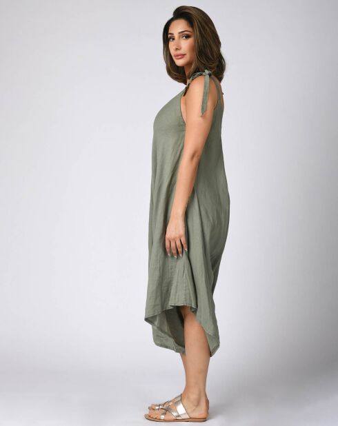 Salopette 100% Lin Emilie kaki