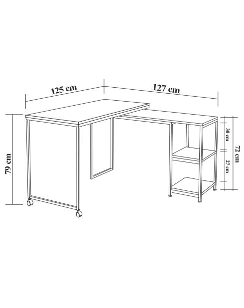 Bureau Bera beige/noir - 127x125x72 cm