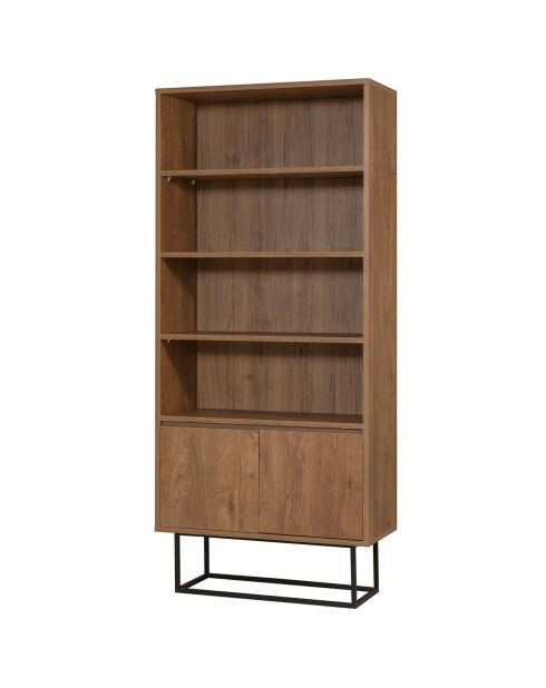 Bibliothèque Rea noir/marron - 80x36x182 cm