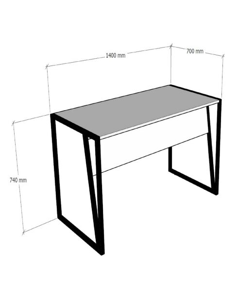 Bureau Kemer  noyer/noir - 140x70x74 cm