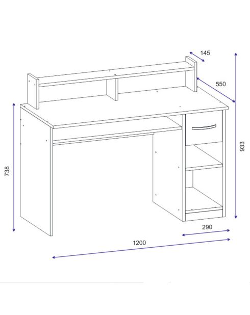 Bureau Eslem   blanc - 99.3x55x120 cm