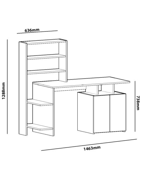 Bureau Melis  marron/anthracite - 128.8x60x146.3 cm