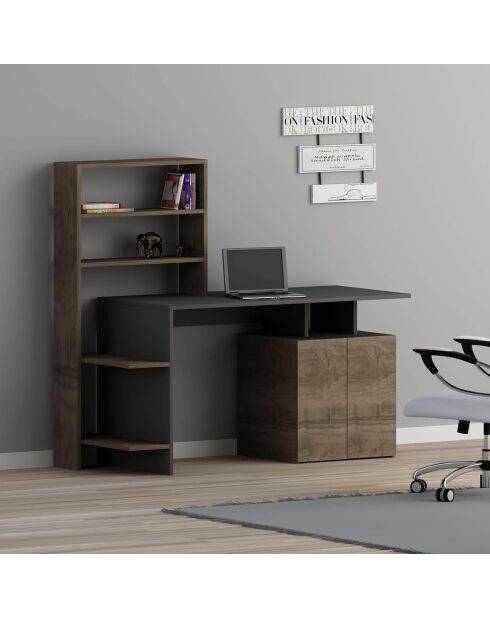 Bureau Melis  marron/anthracite - 128.8x60x146.3 cm