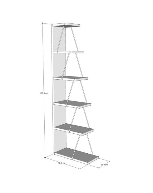Bibliothèque Tlos blanc/noir - 50x150x22 cm