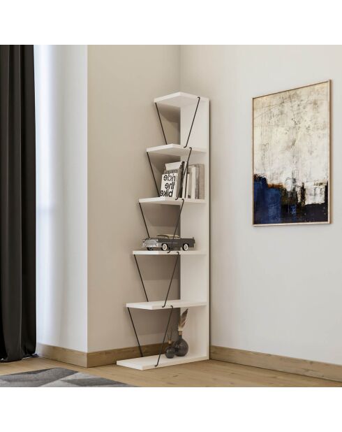 Bibliothèque Tlos blanc/noir - 50x150x22 cm