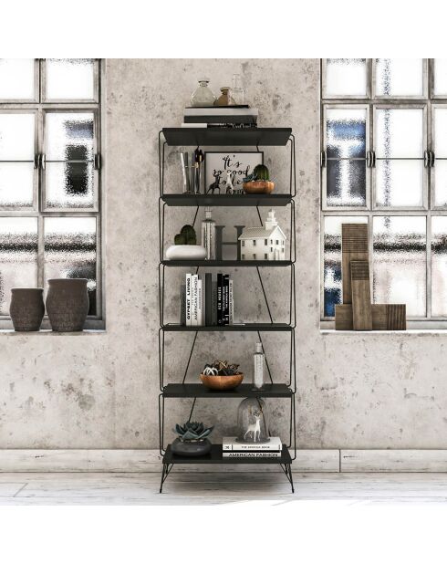 Bibliothèque Balaban anthracite - 48x31x165 cm