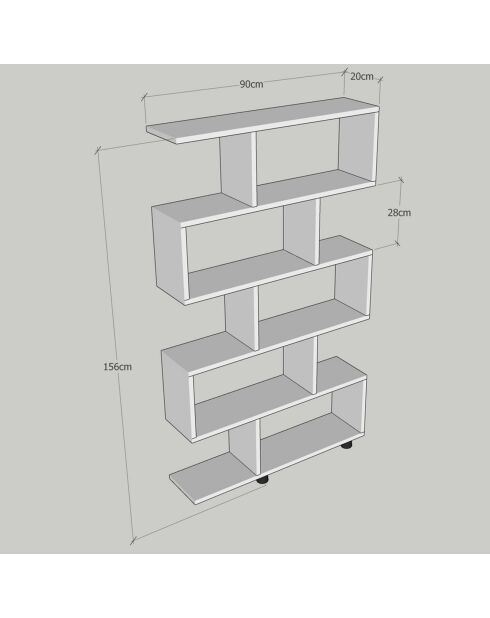 Bibliothèque Elif beige - 90x156x20 cm