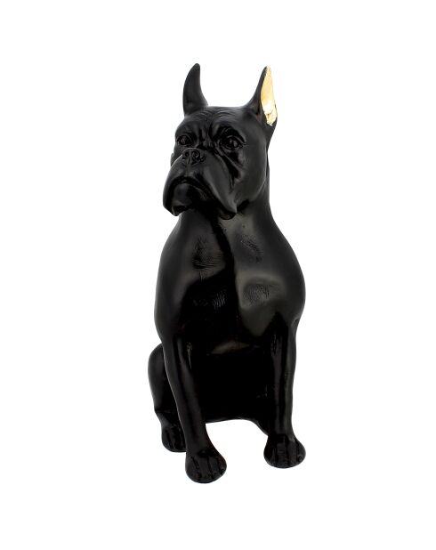 Chien en résine avec oreilles dorées Hector noir/doré - 13.3x9x23 cm