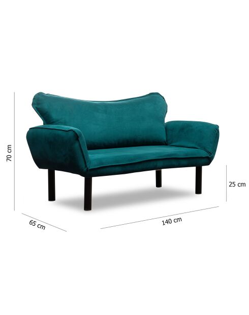 Canapé 2 places convertible Chatto bleu pétrole - 140x70x65 cm