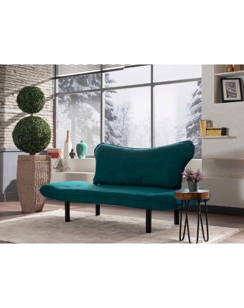 Canapé 2 places convertible Chatto bleu pétrole - 140x70x65 cm
