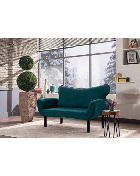 Canapé 2 places convertible Chatto bleu pétrole - 140x70x65 cm