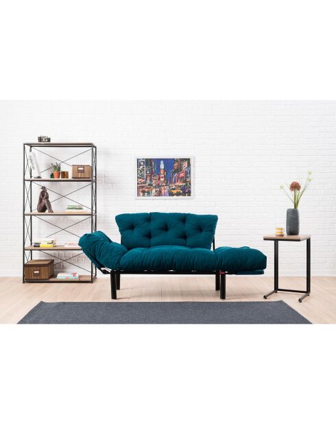 Canapé 2 places convertible Nitta bleu pétrole - 155x85x73 cm