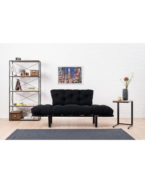 Canapé 2 places convertible Nitta noir - 155x85x73 cm